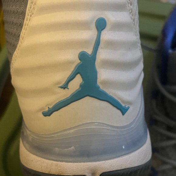 Gray and Blue Air Jordan Sneakers